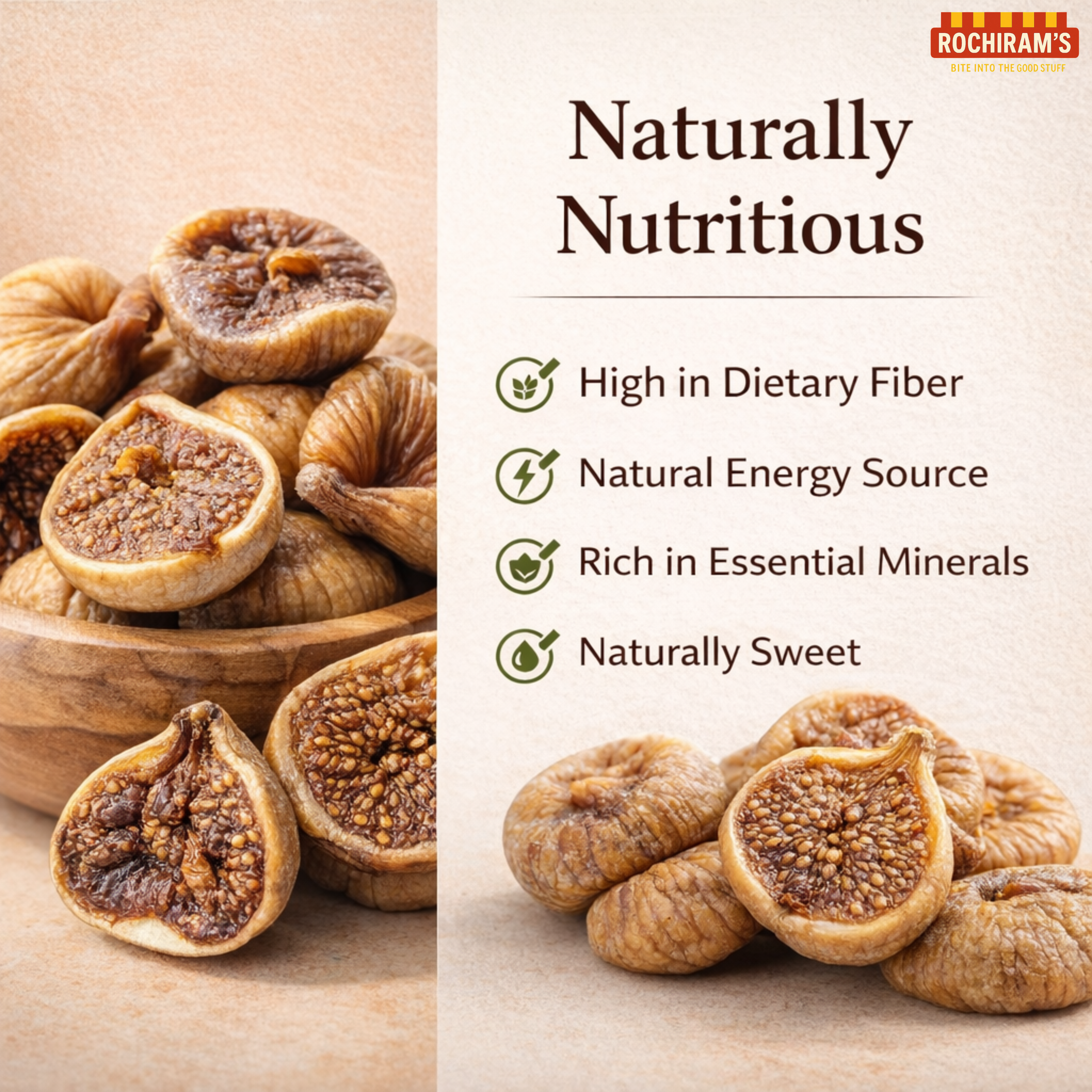 Almonds & Dry Figs Combo | Protein + Fibre Powerhouse - Rochiram's