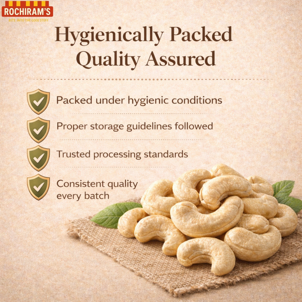 Premium Whole Cashew Nuts | W240 Grade Kaju - Rochiram's