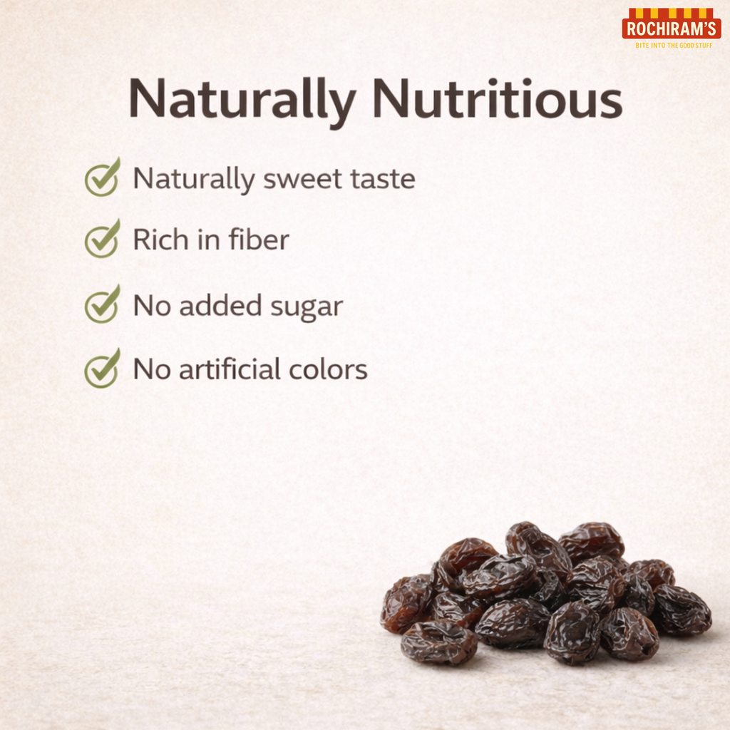 Premium Black Raisins | Sun-Dried Kali Kismis - Rochiram's