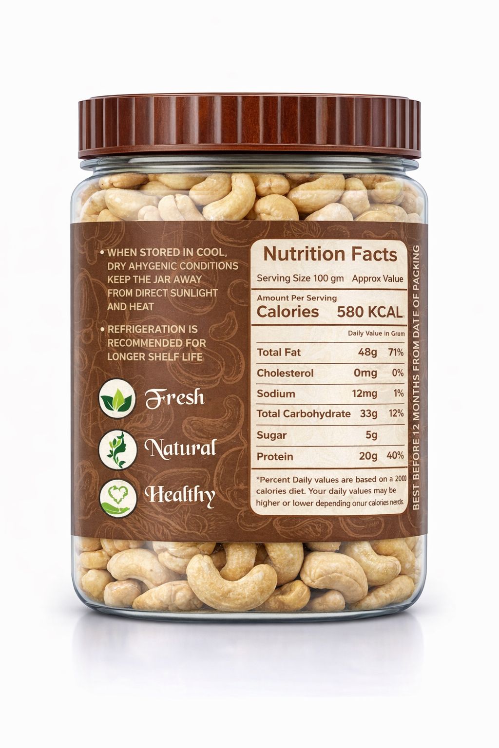 Premium Whole Cashew Nuts | W240 Grade Kaju - Rochiram's
