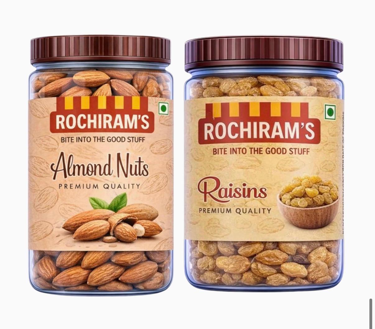 Almonds & Raisins Combo | Classic Healthy Snack Duo - Rochiram's